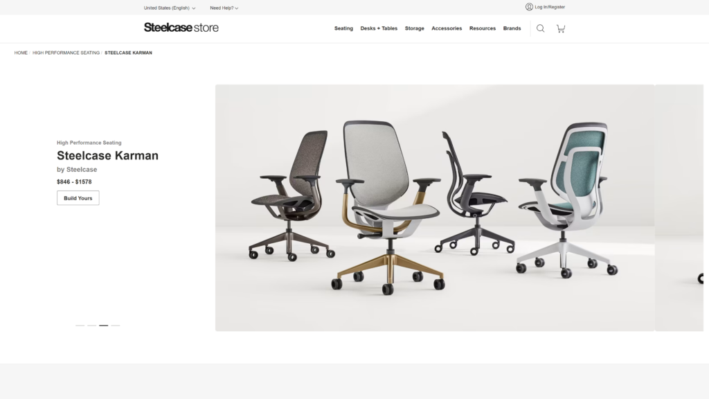 screenshot of the Steelcase Karman homepage