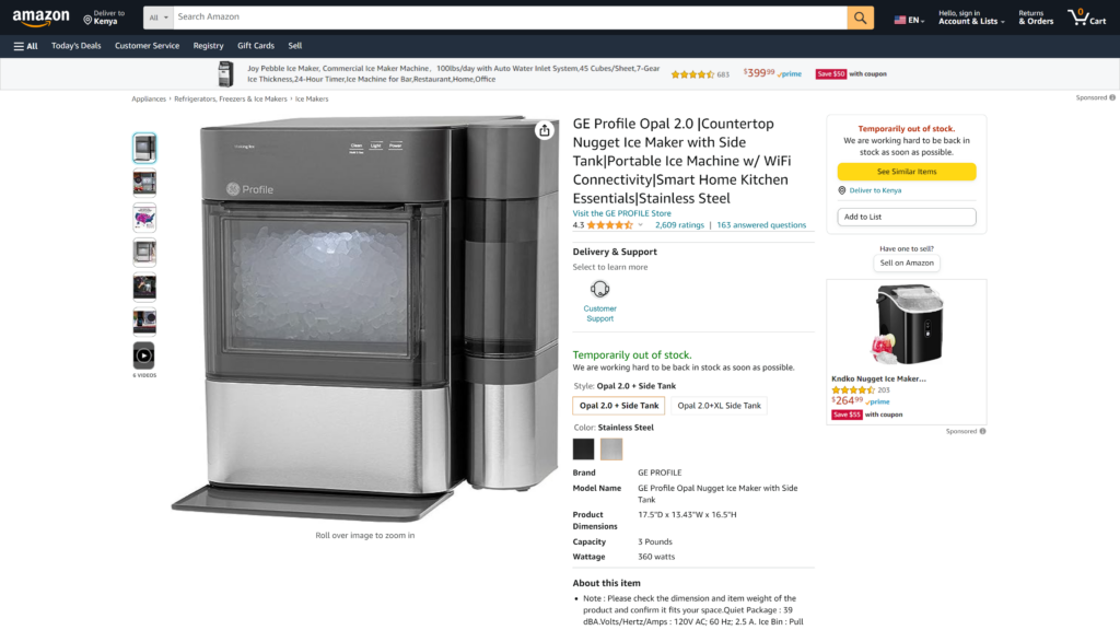 screenshot of the GE Profile Nugget Ice MakerHome  Kitchen Appliances for Your Smart Home homepage