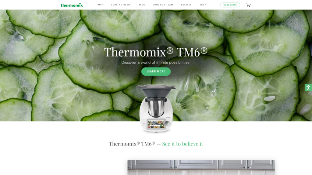 screenshot of the Thermomix TM6 Blender homepage