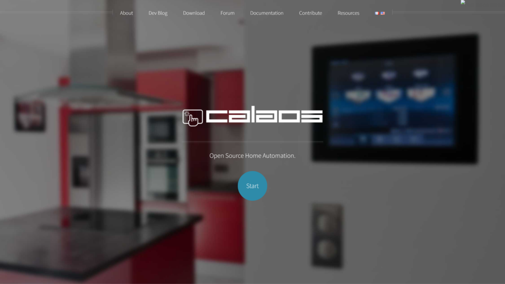 screenshot of the calaos home automation open source homepage