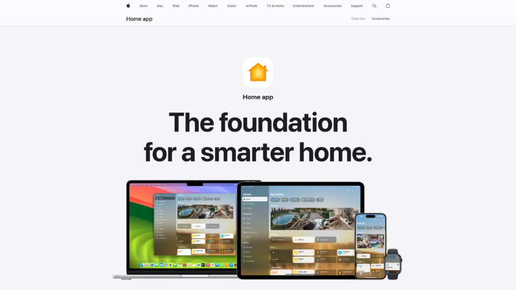 screenshot of the applehomekit home automation companies homepage