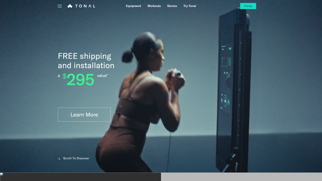 screenshot of the tonal smart home gyms homepage