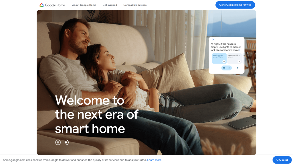screenshot image of Google Home homepage