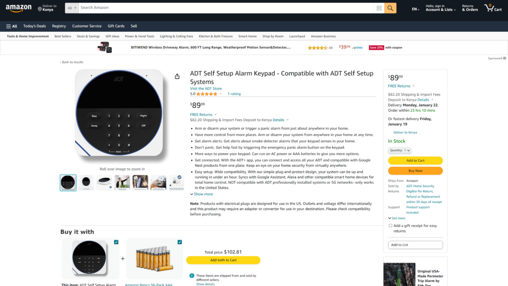 screenshot of the ADT Self-Setup best diy home security system homepage