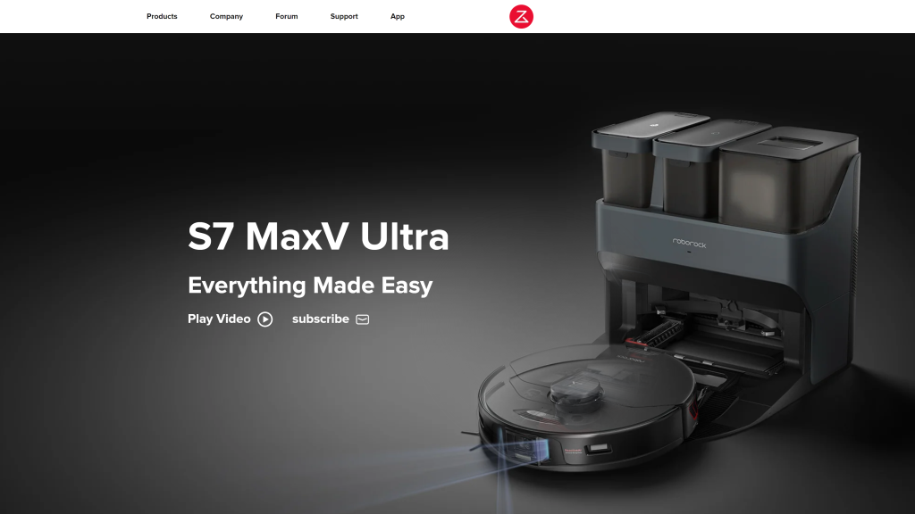 screenshot of the Roborock S7 MaxV Ultra homepage