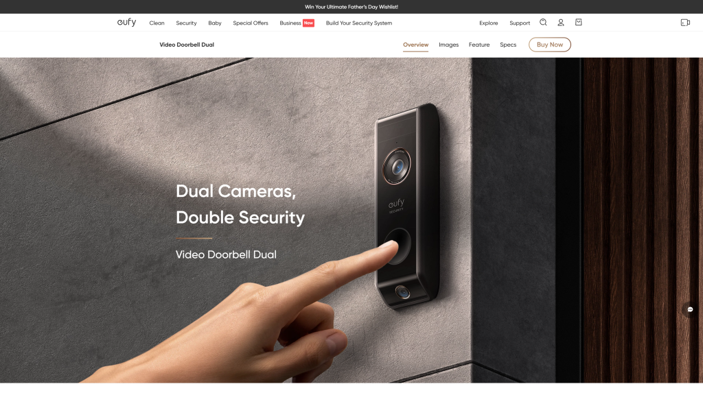 screenshot of the Eufy Video Doorbell Dual best video doorbells homepage