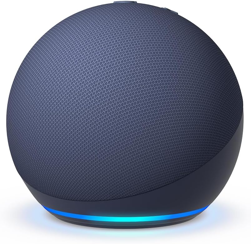 Round smart speaker with blue light how to connect alexa to wifi