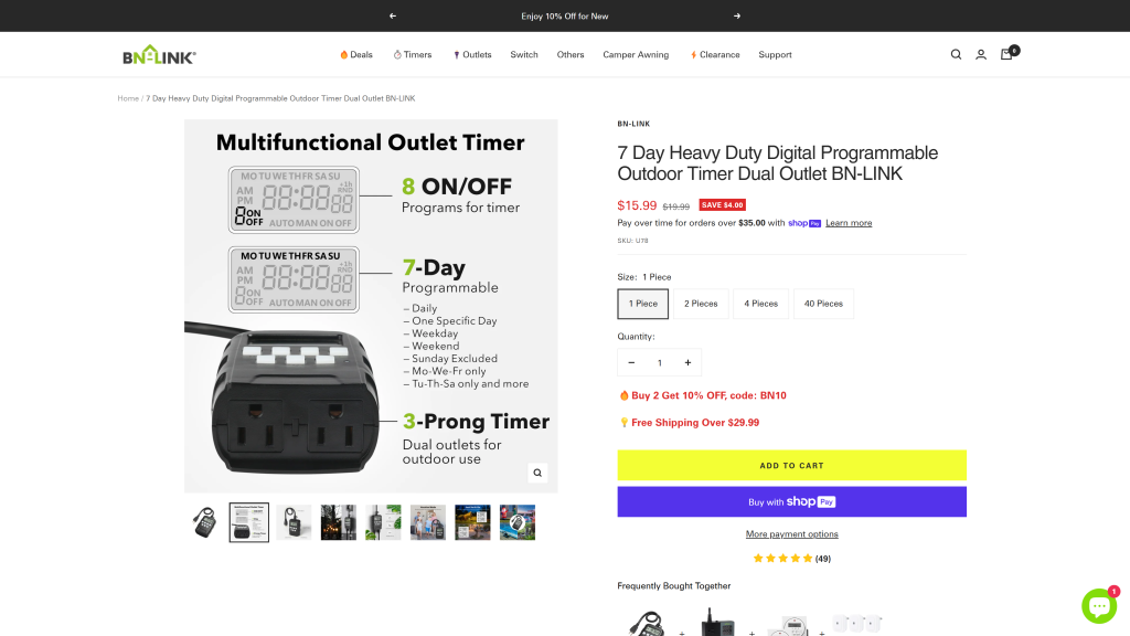 screenshot image of BN-LINK 7 Day Outdoor Heavy Duty Digital Programmable Timer