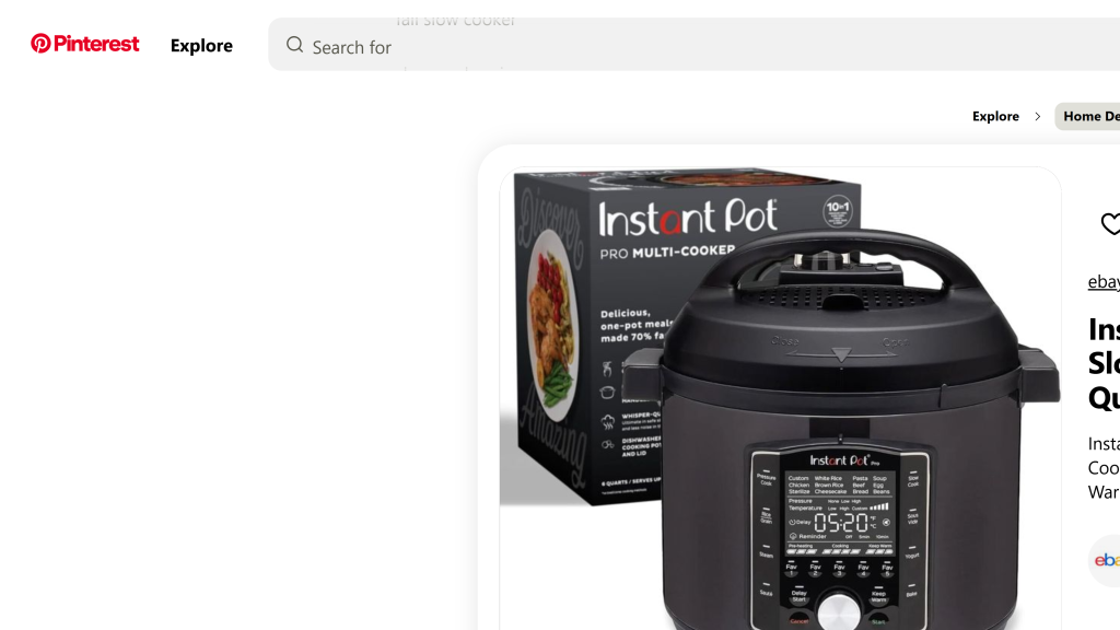 screenshot image of InstaPot Pro 10-in-1 6-Quart Pressure Cooker homepage