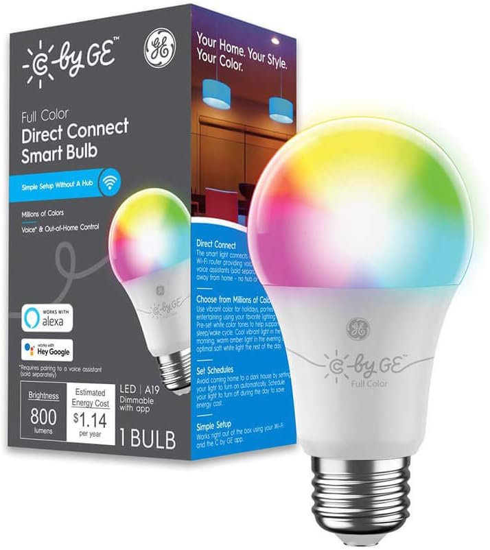 image of C by GE Full Color A19 best smart bulbs for google home
