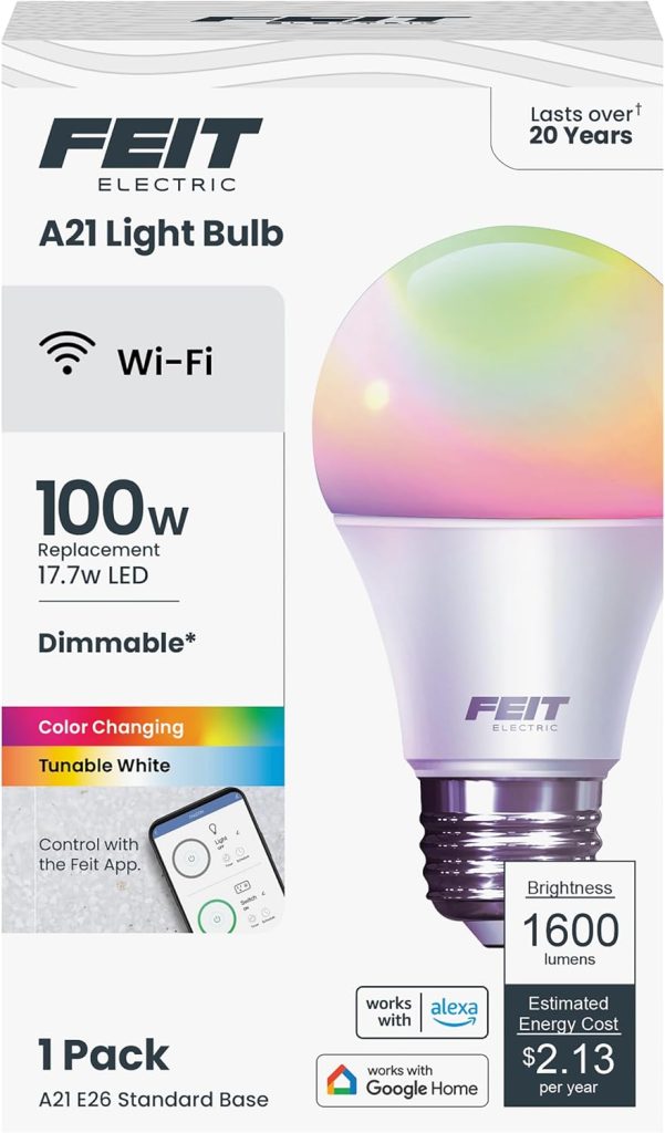 image of Feit Electric Smart WiFi Bulb best smart bulbs for google home