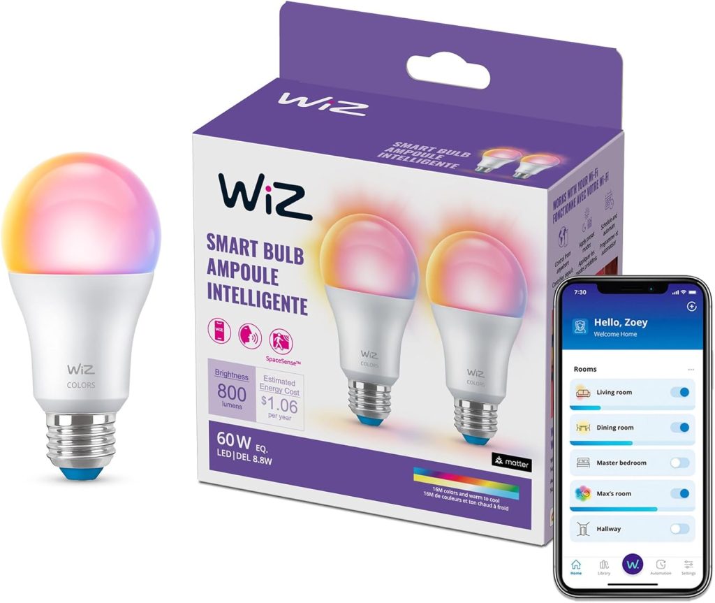 image of Wiz Connected A19 Color best smart bulbs for google home