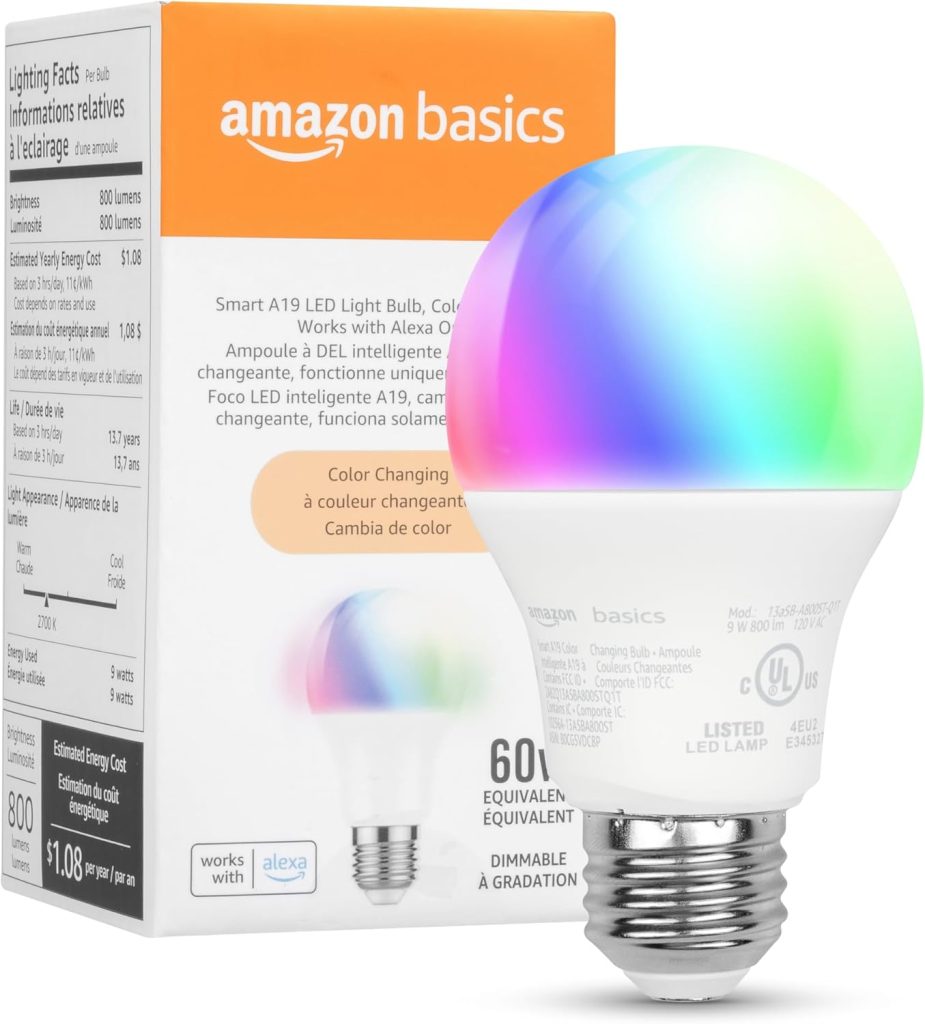image of Amazon Basics Smart A19 LED Light Bulb