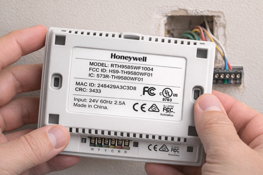 Honeywell thermostat with wiring connections