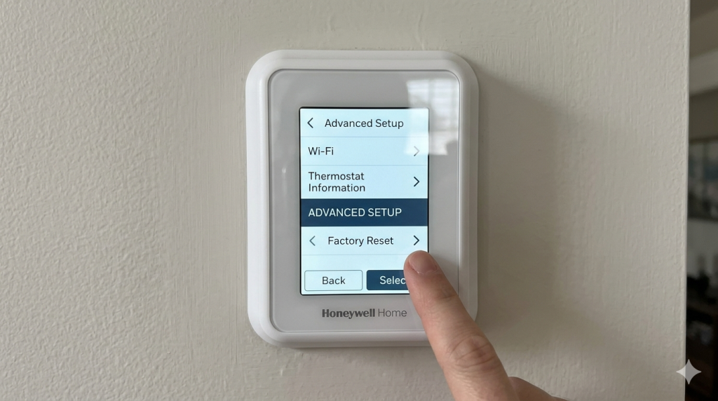 Person interacting with thermostat settings