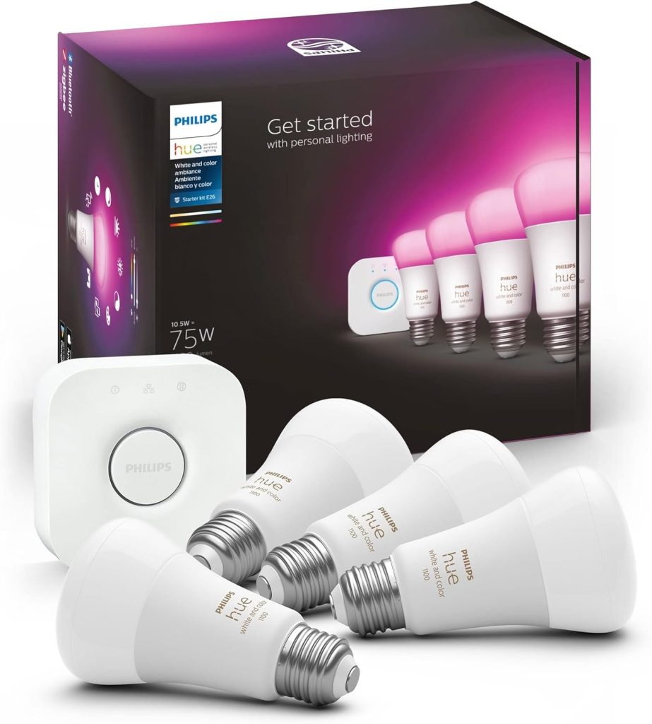 image of Philips Hue White and Color Ambiance A19 Starter Kit